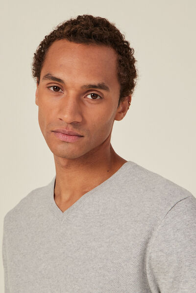 Pull manches longues gris foncé homme