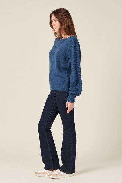 Pull manches longues bleu canard femme