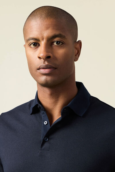 Polo manches longues bleu marine homme