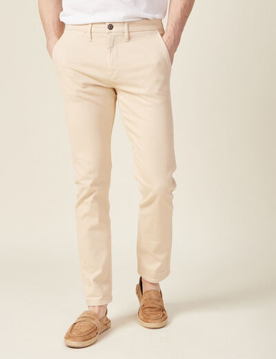 Pantalon chino slim beige homme
