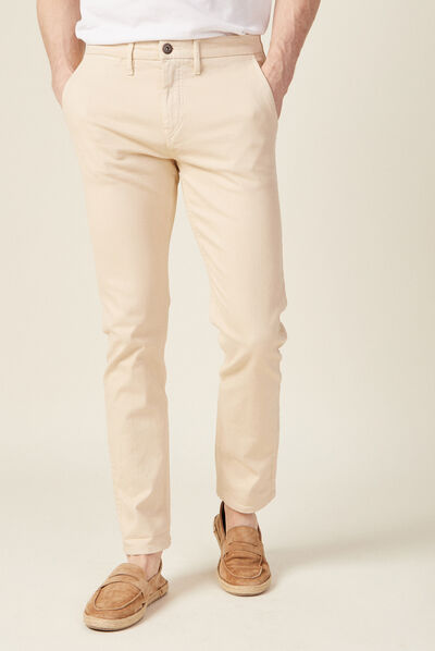 Pantalon chino slim beige homme