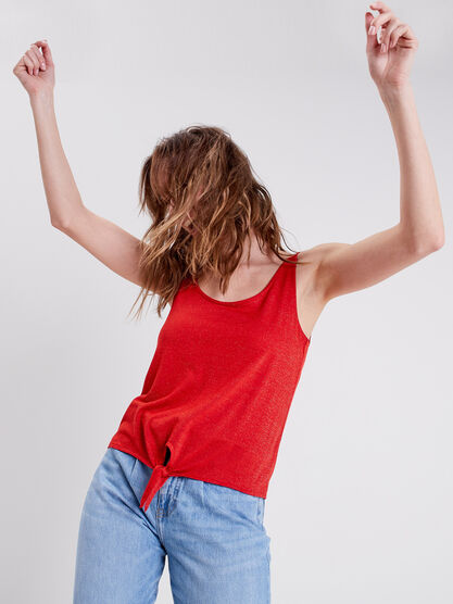Debardeur bretelles larges rouge femme