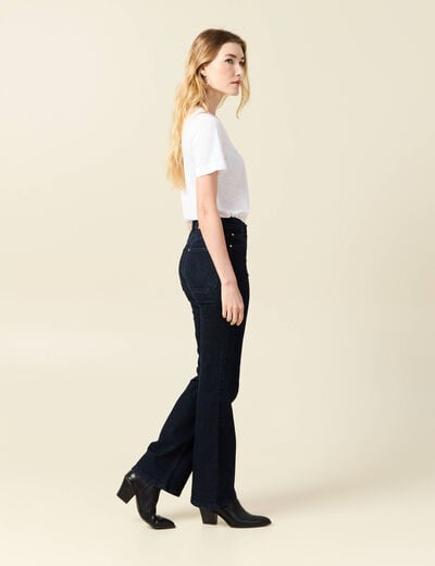 Jeans flare taille haute denim brut femme