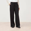 Pantalon large taille haute fluide noir femme