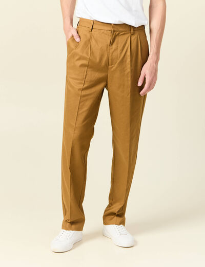 Pantalon chino droit beige homme