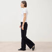 Pantalon flare taille haute en velours bleu fonc&eacute; femme