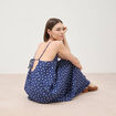 Robe longue fines bretelles col rond bleu marine femme