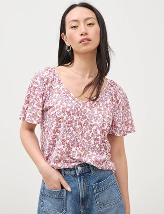 T-shirt manches courtes orange corail femme