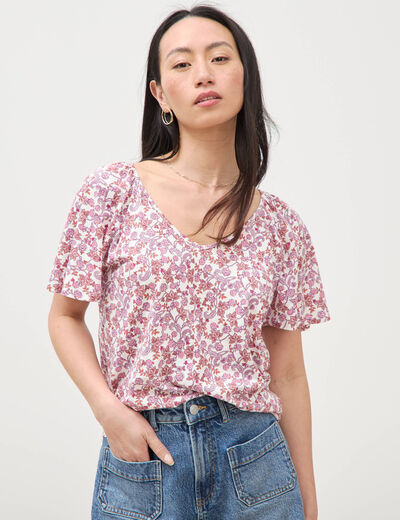 T-shirt manches courtes orange corail femme