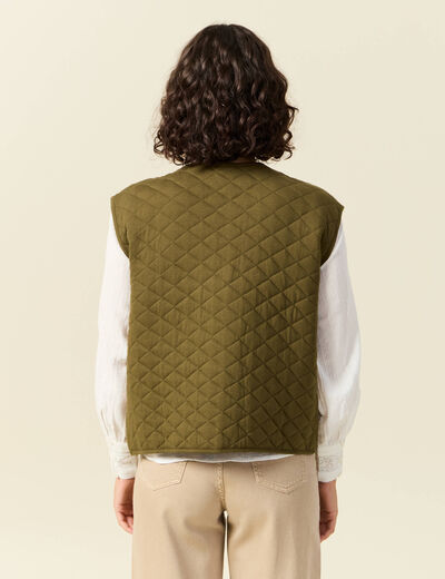 Gilet sans manches vert kaki femme