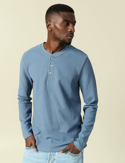 T-shirt manches longues bleu fonc&eacute; homme