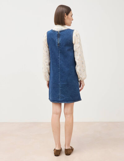 Robe sans manches col rond en jeans denim stone femme