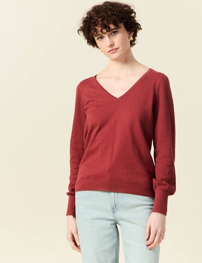 Pull manches longues vieux rose femme