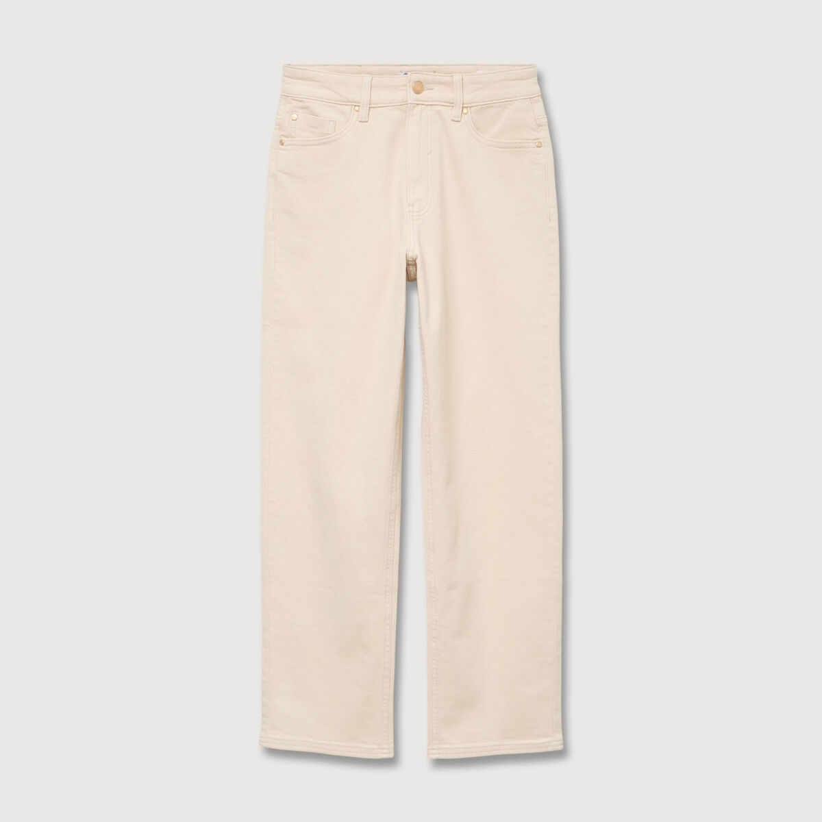 Jeans straight 7/8&egrave;me taille haute ecru femme