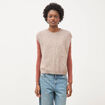 Pull droit court sans manches col rond marron clair femme