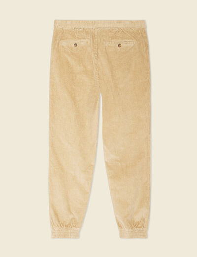 Pantalon jogger velours côtelé beige homme