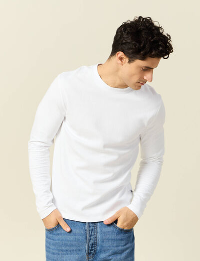 T-shirt manches longues blanc homme
