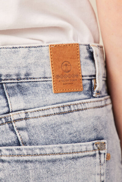 Jeans girlfriend 5 poches denim snow bleu femme