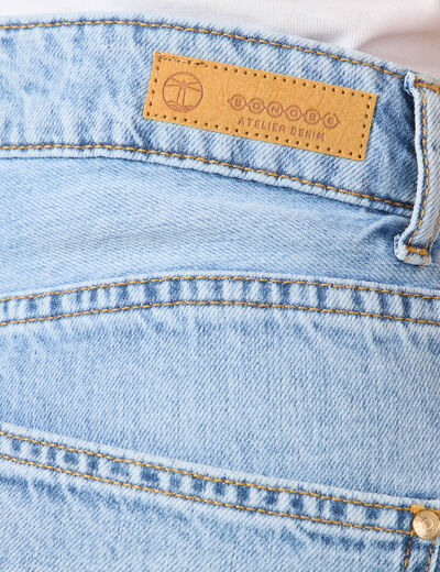 Jeans large 5 poches denim baby bleu femme