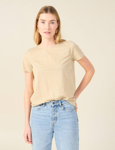 T-shirt manches courtes creme femme