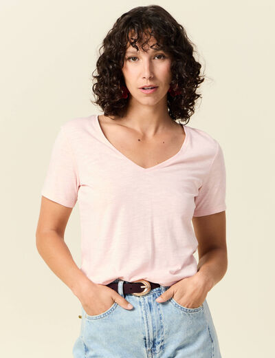 T-shirt manches courtes rose clair femme