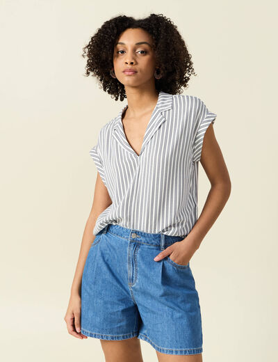 Blouse éco-responsable bleu foncé femme