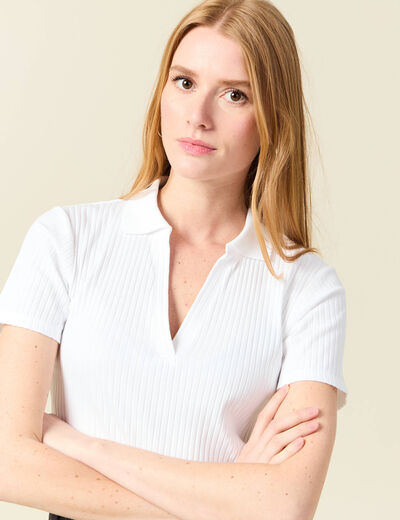 Polo manches courtes blanc femme