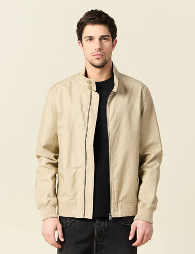 Blouson zippé col montant gris homme