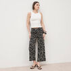 Pantalon loose en coton doubl&eacute; noir femme