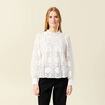 Blouse cintr&eacute;e dentelle manches longues ecru femme