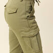 Pantalon cargo battle 7/8&egrave;me en maille vert kaki femme