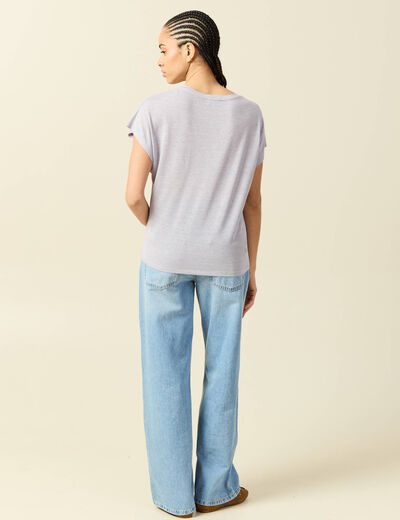T-shirt col rond manches courtes parme femme