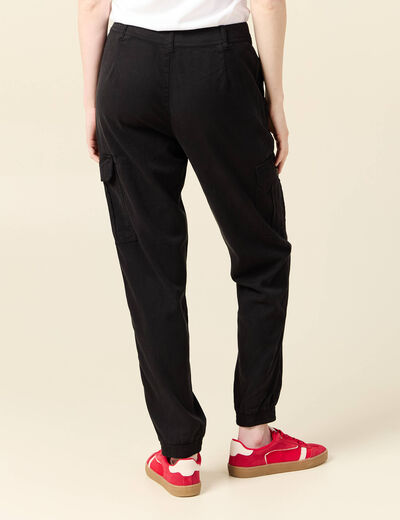 Pantalon battle 7/8&egrave;me taille standard noir femme