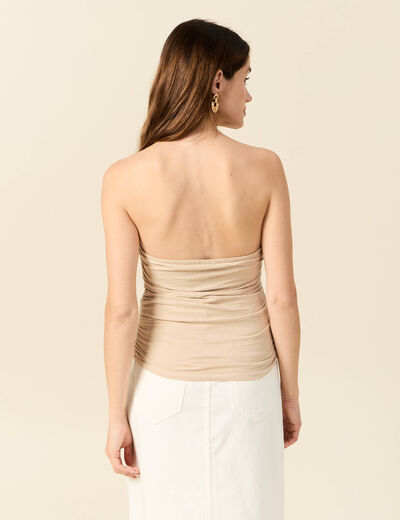 Bustier cropped côtelé beige femme