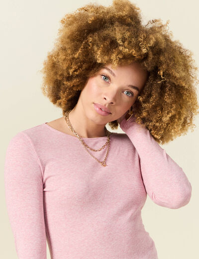 T-shirt femme maille unie Instinct rose clair femme