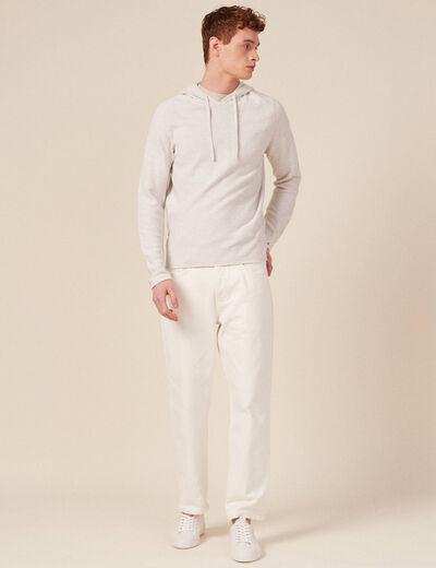 Pull à capuche ecru homme