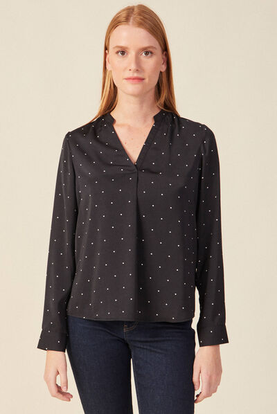 Blouse manches longues noir femme
