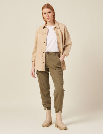 Pantalon éco-responsable vert kaki femme