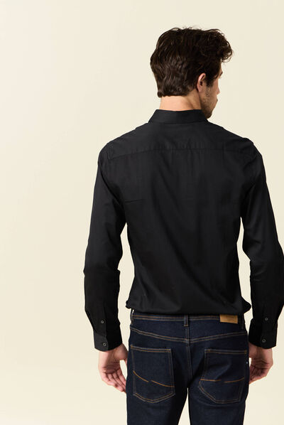 Chemise manches longues noir homme