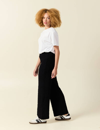 Pantalon loose taille haute fluide noir femme