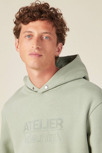 Sweat à capuche vert olive homme