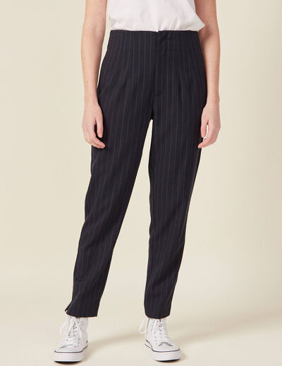 Pantalon cigarette bleu femme