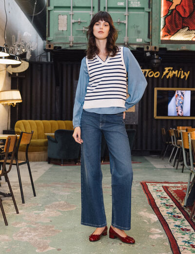 Jeans large éco-responsable denim brut femme
