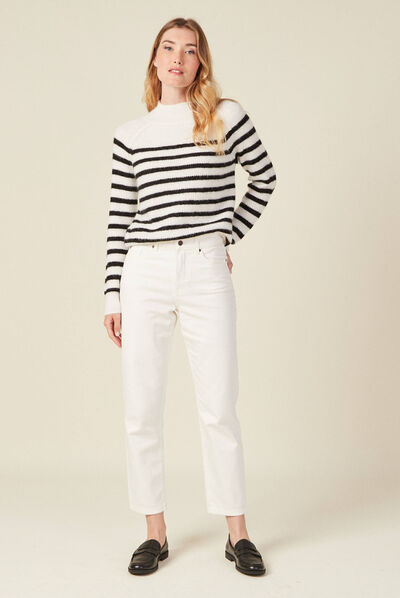 Pull manches longues ecru femme