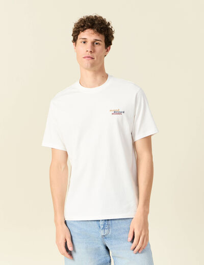 T-shirt en coton manches courtes ecru homme