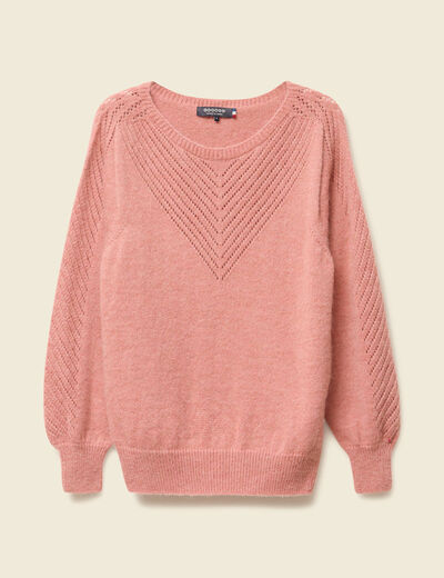 Pull manches longues fabriqué en France rose pastel femme