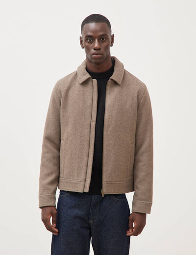 Veste oversize courte col classique taupe homme