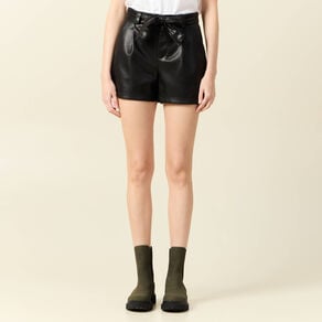 short similicuir ceinture noir femme Short similicuir ceinturé noir femme