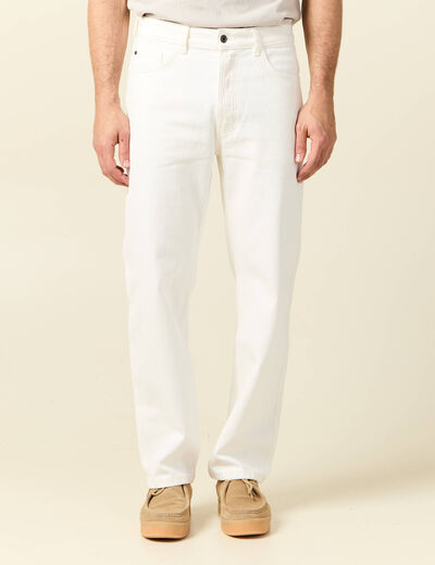 Jeans relax 5 poches denim blanc homme