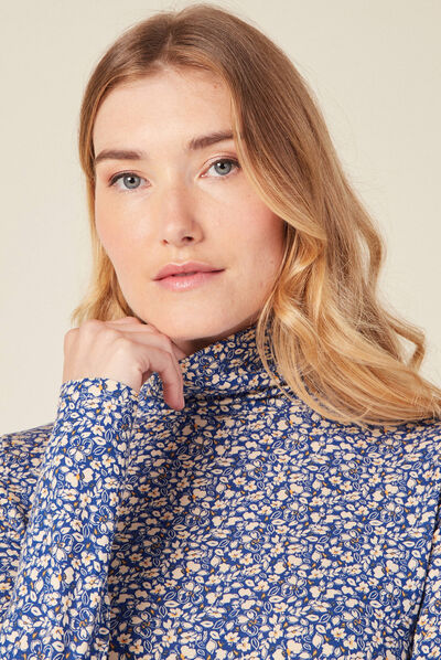 T-shirt manches longues bleu femme